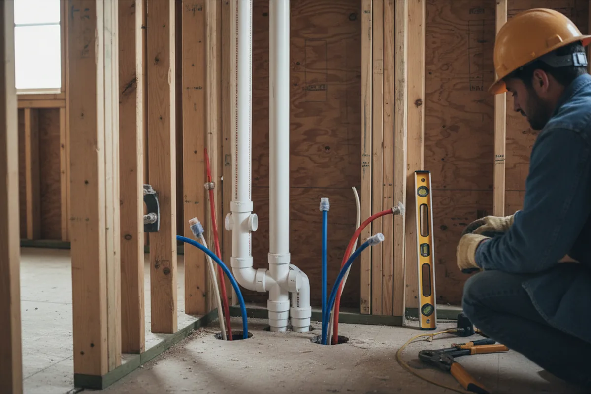 Drain and supply rough-in during Garbage Disposal Repair in South Jamesport